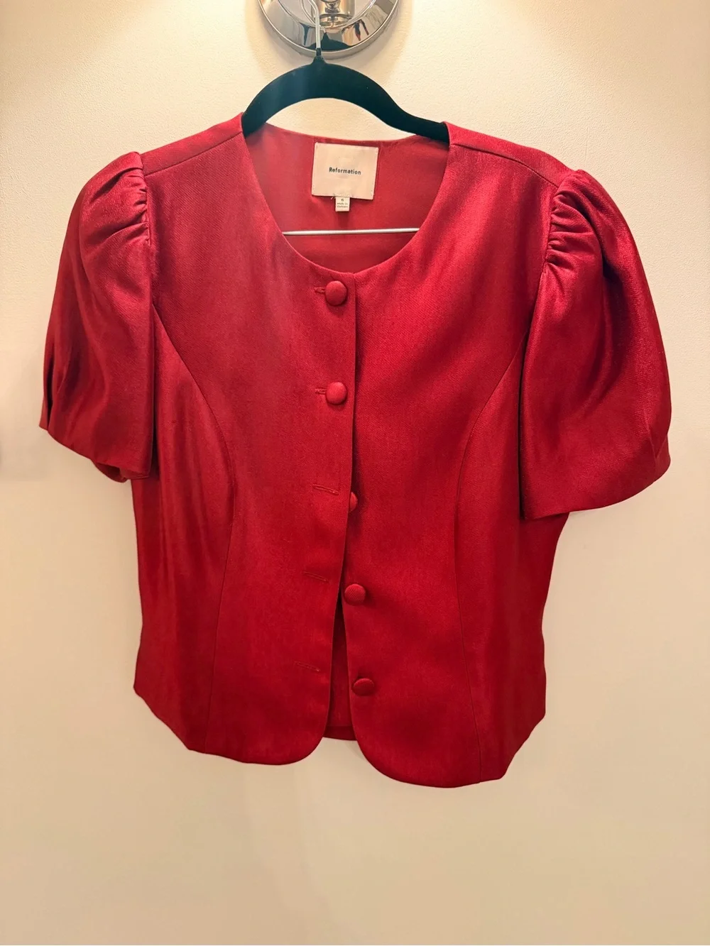 Reformation Mika Red Puff Sleeve Holiday Set